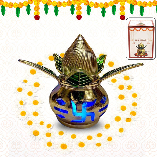Goldplated Eco Friendly Led Kalash  For Pooja Mandir (1 Pc  Multicolor Led)