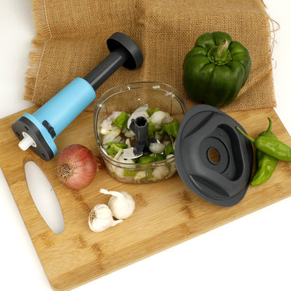 Push Chopper Manual Food Chopper And Hand Push Vegetable Chopper Cutter Mixer Set For Kitchen With 3 Stainless Steel Blade.