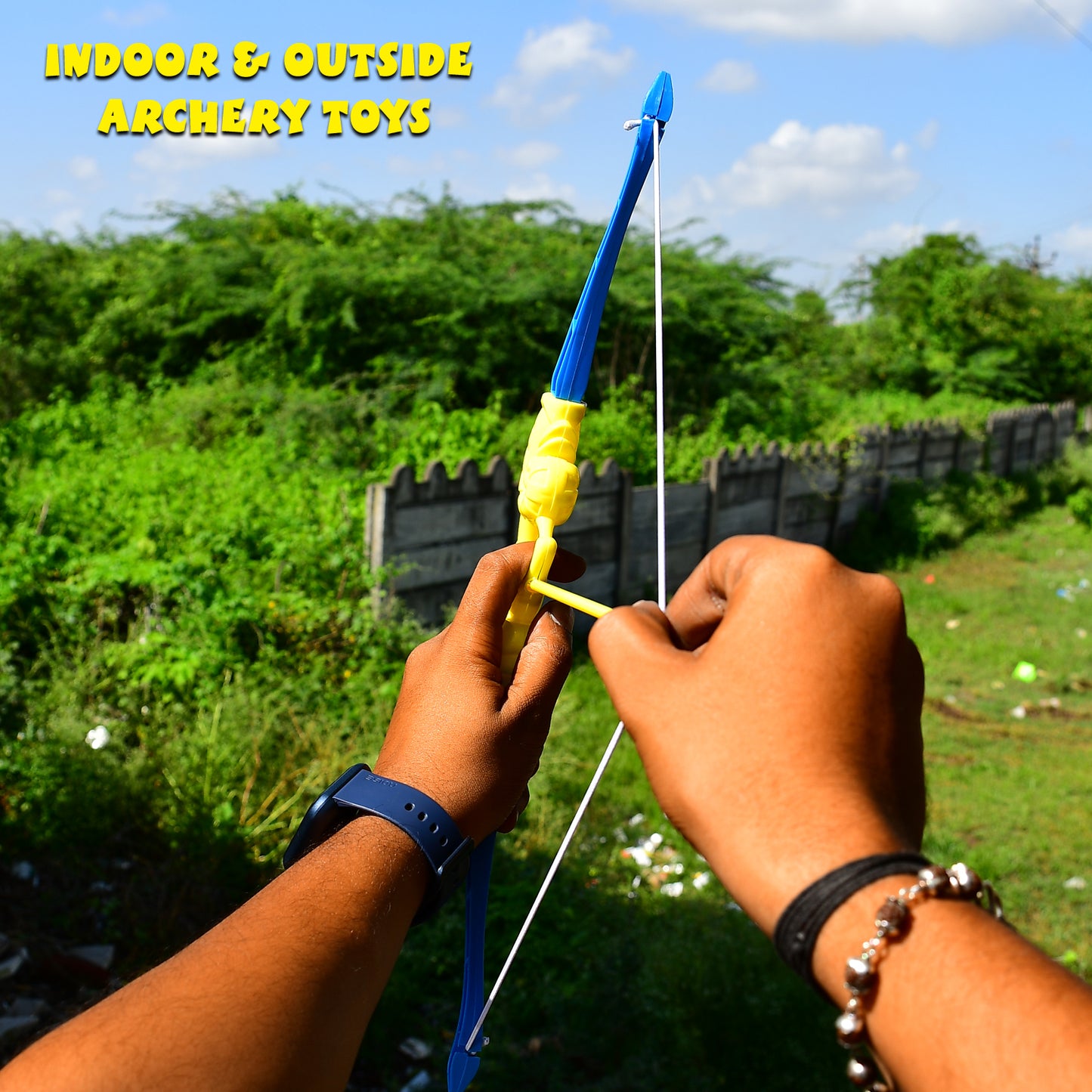 Plastic Archery Bow And Arrow Toy Set With Single Knife And 3Pc Arrow And Target Board
