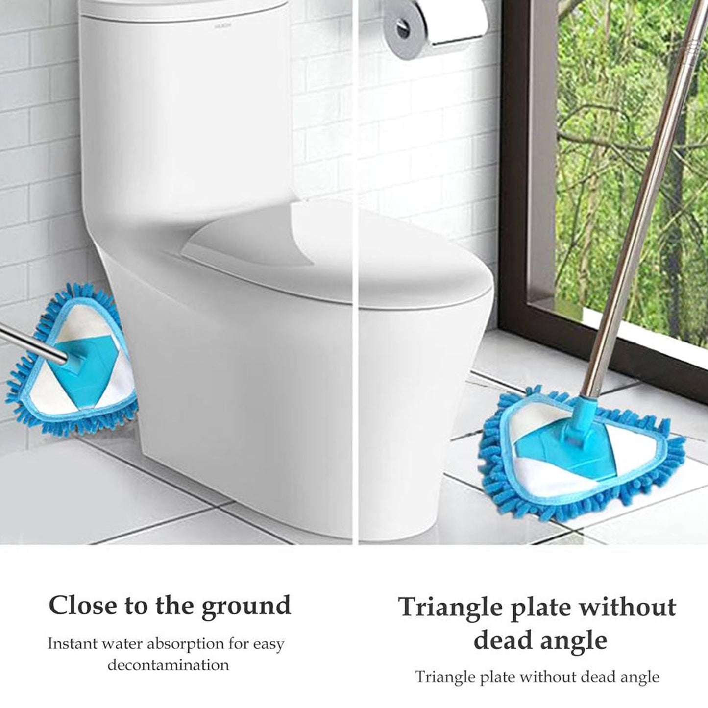 Stainless Steel Road Adjustable Triangle Mop Used For Cleaning Dusty And Wet Floor Surfaces And Tiles.