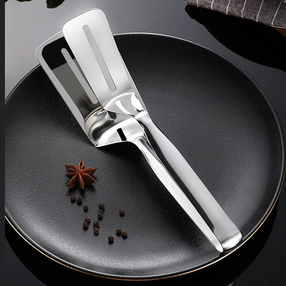 Multifunction Cooking Serving Turner Frying Food Tong. Stainless Steel Steak Clip Clamp Bbq Kitchen Tong.