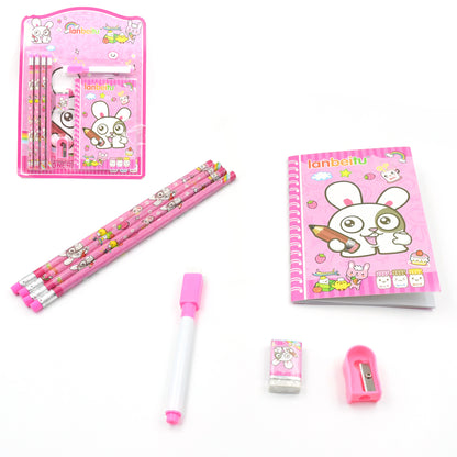 Stationery Kit For Kids - Stationery Set Includes Wooden Pencil Sharpener Pencil And Eraser Set Small Diary School Supply Set Birthday Return Gift For Kids Boys Girls (8 Pc Set)