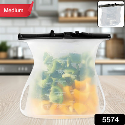 Reusable Silicone Food Storage Bag Set Leakproof Lock Reusable Flat Bottom Freezer Bags Sandwich Bags Silicone Food Grade Kids Snack Bags Bpa Free Microwave Dishwasher Safe (1 Pc)