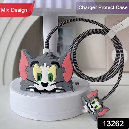 Cartoon Character Silicon Charger Case Cover For Ip 18-20W (Mix Design  1 Pc)