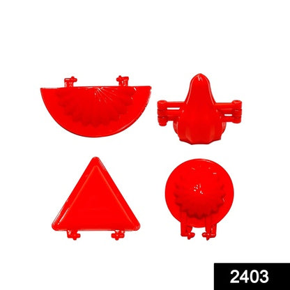 4 Pcs Plastic Red Kitchen Tool Mould Dough Press