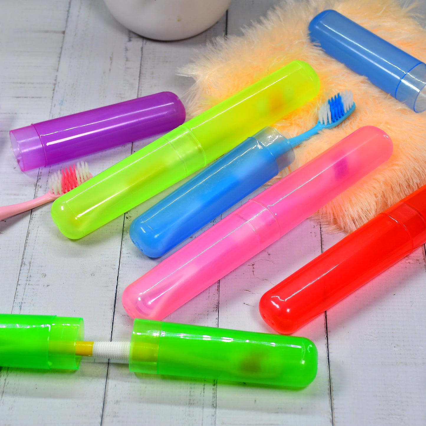 6Pc Plastic Toothbrush Cover Anti Bacterial Toothbrush Container- Tooth Brush Travel Covers Case Holder Cases