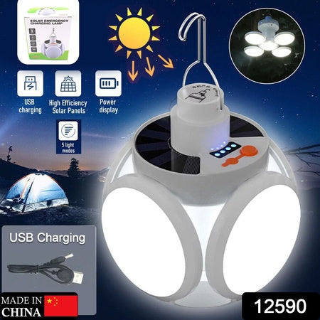 Solar Multi-Functional Emergency Led Light Bulb With Usb Charging Led Camping Lamp Camping Lamp Usb Rechargeable 5 Brightness Light Modes Foldable Camping Light Sos Ip65 Waterproof Camping Light Blackout Emergency Equipment Camping Gadgets