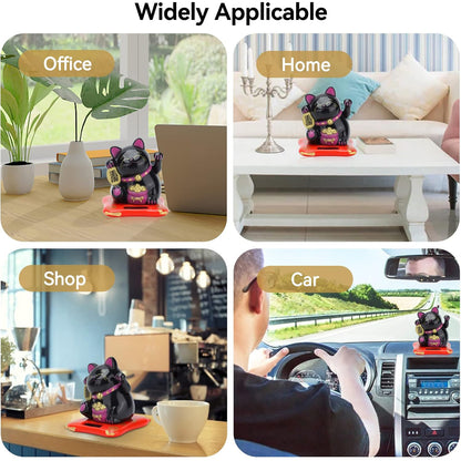Solarpowered Happy Cat Beautiful With Arm Waves Wealth Cat (1 Pc  Mix Color)