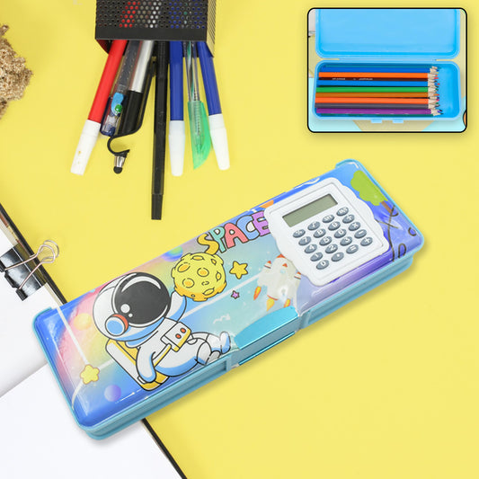 Double Sided Magnetic Geometry Box Pencil Box With Calculator For Boys Art Plastic Pencil Box  For Girls And Boys