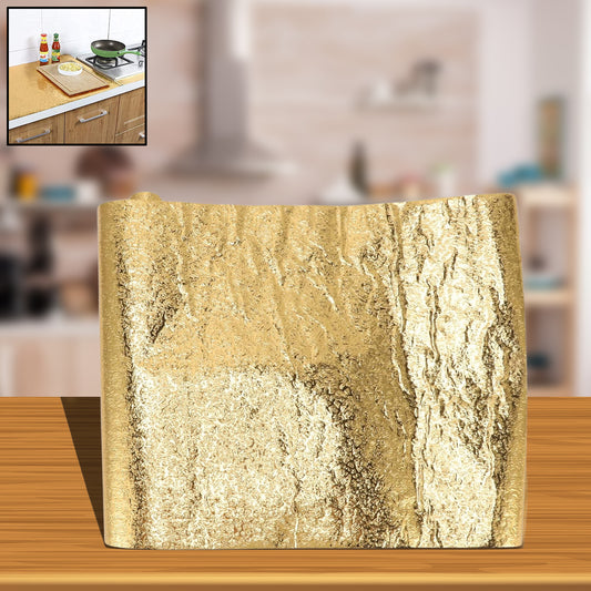 Oil Proof Sticker Waterproof Self Adhesive Aluminum Foil Wallpaper (60 Cm2M  Golden  1 Pc)