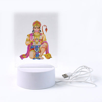 Beautiful 3D Lord Hanuman Frame With Soft White Light (1 Pc)