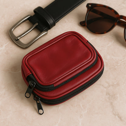 Premium Leather Zippered Card Holder  Accessories Case