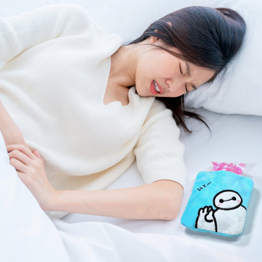 Blue Baymax Small Hot Water Bag With Cover For Pain Relief Neck Shoulder Pain And Hand Feet Warmer Menstrual Cramps.