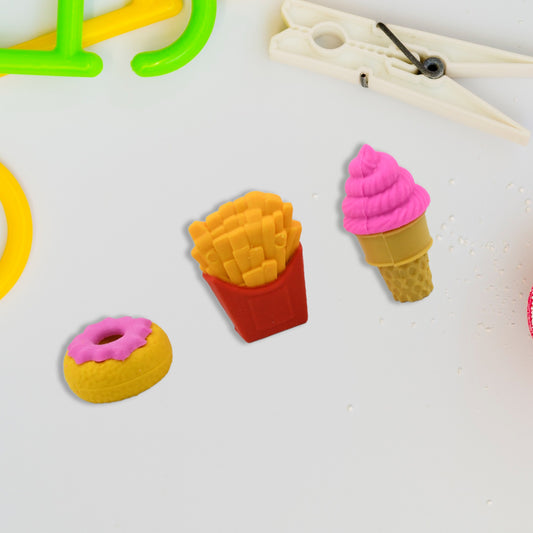 3D Food Fancy  Stylish Colorful Erasers Mini Eraser Creative Cute Novelty Eraser For Children Different Designs Eraser Set For Return Gift Birthday Party School Prize (1 Set  Mix Design  Color)