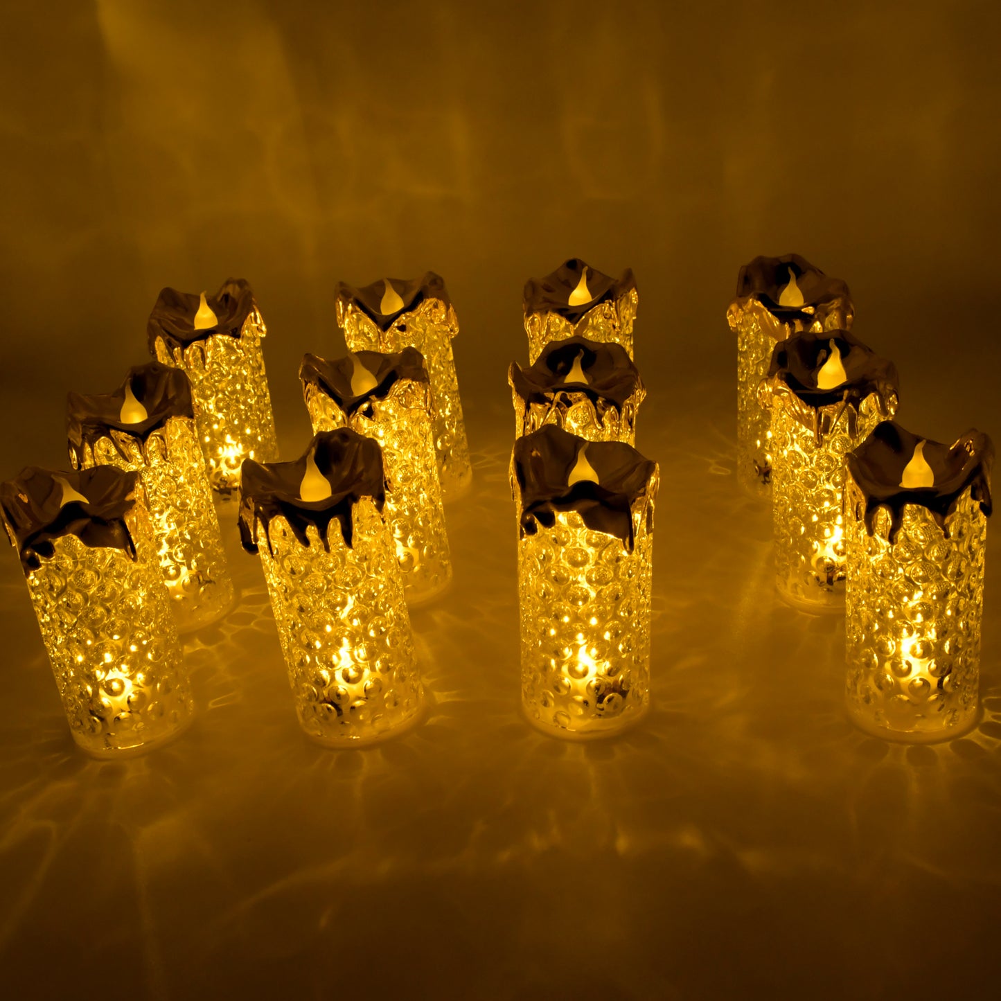 Gold Flameless Candles Led Light Flameless And Smokeless Decorative Candles Led Tea Light Candle Perfect For Gifting Home Diwaliwedding Christmas Crystal Candle Lights Table Decorations (12 Pc Moq)