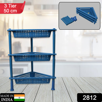 Triangle Storage Plastic 3-Tier  Rack Shelf For Kitchen Living Room Bathroom Office
