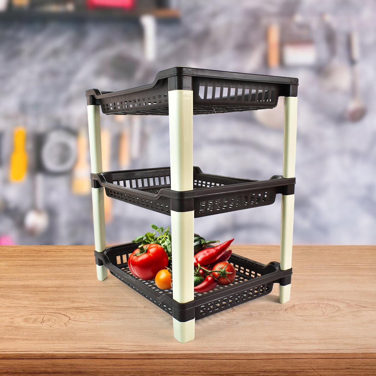 Apexbig Multi Use Plastic Storage Rack  3-Tier (1 Pc)