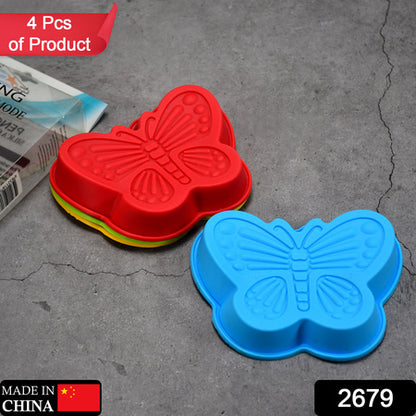 Butterfly Shape Cake Cup Liners I Silicone Baking Cups I Muffin Cupcake Cases I Microwave Or Oven Tray Safe I Molds For Handmade Soap Biscuit Chocolate Muffins Jelly  Pack Of 4
