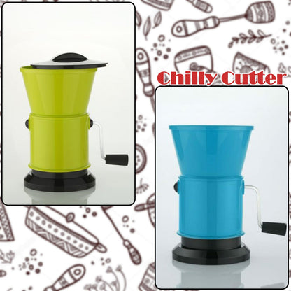 Round Chilly Cutter And Grinder Tool With Effective Sharp Chopping And Cutting Blade System.
