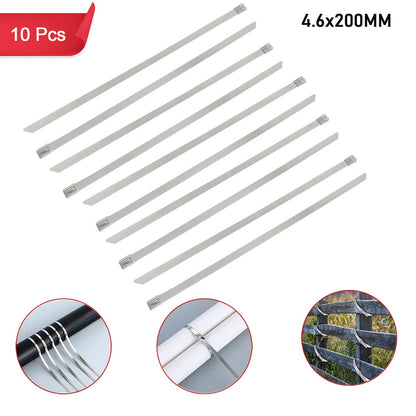 Multipurpose Stainless Steel Cable Tie (10 Pcs Set  4.6X200Mm)