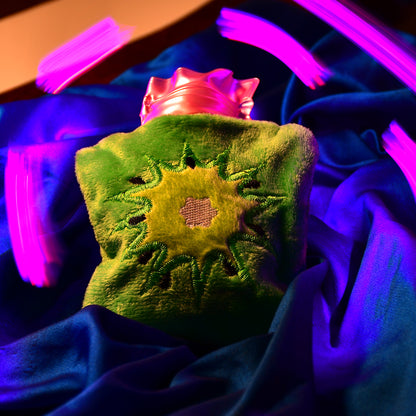 Green Sun Small Hot Water Bag With Cover For Pain Relief Neck Shoulder Pain And Hand Feet Warmer Menstrual Cramps.