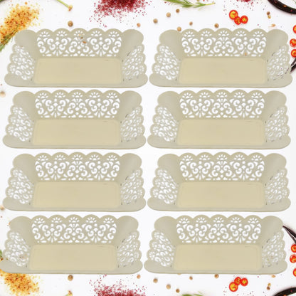 Rectangle Plastic Dinner Plate Snacks  Breakfast Restaurant Serving Trays Home School Coffee Hotel Kitchen Office (8 Pcs Set)