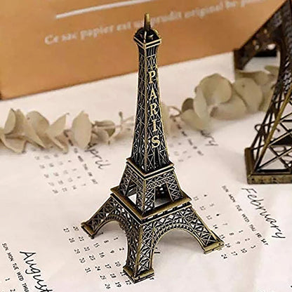 Antique Finish 3D Metal Paris Eiffel Tower Metal Craft Famous Landmark Building Metal Statue Cabinet Office Gifts Decorative Showpiece.