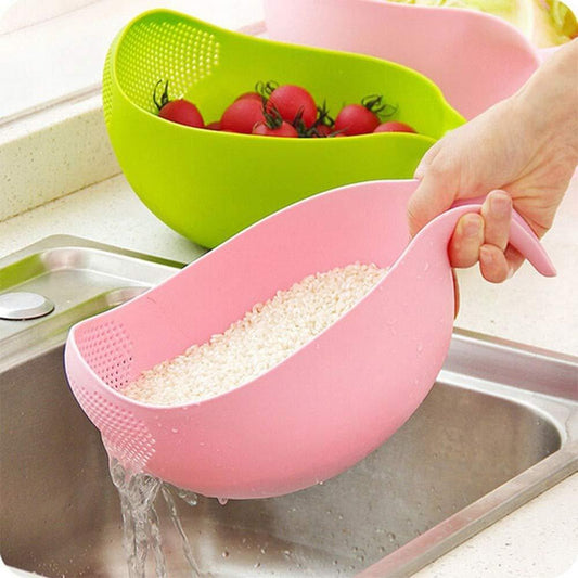 Plastic Rice Bowlfood Strainer Thick Drain Basket With Handle For Rice Vegetable  Fruit (Set Of 3Pcs)