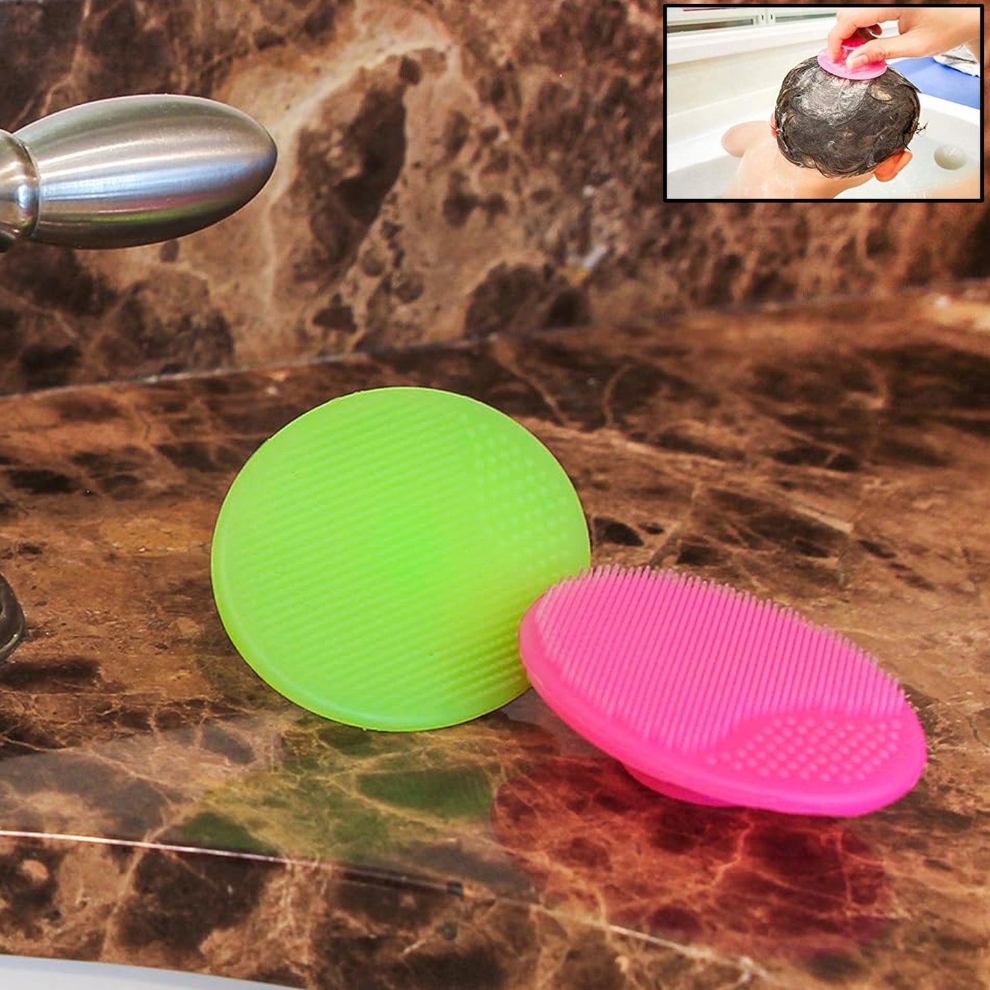 Bathfacial Cleansing Brush Soft Silicone Face Scrubber (2 Pc Set)