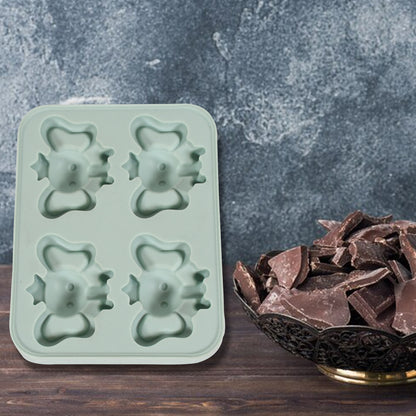 Silicone Cartoon Shape 4 Grid Ice Cube Tray Ice Cube Molds Trays Small Cubes Tray For Fridge Flexible Silicon Ice Tray (1 Pc)