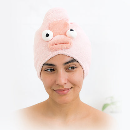 Softmicrofiber Cartoon Design Hair Drying Towel Wrap With Button Closure (1 Pc)