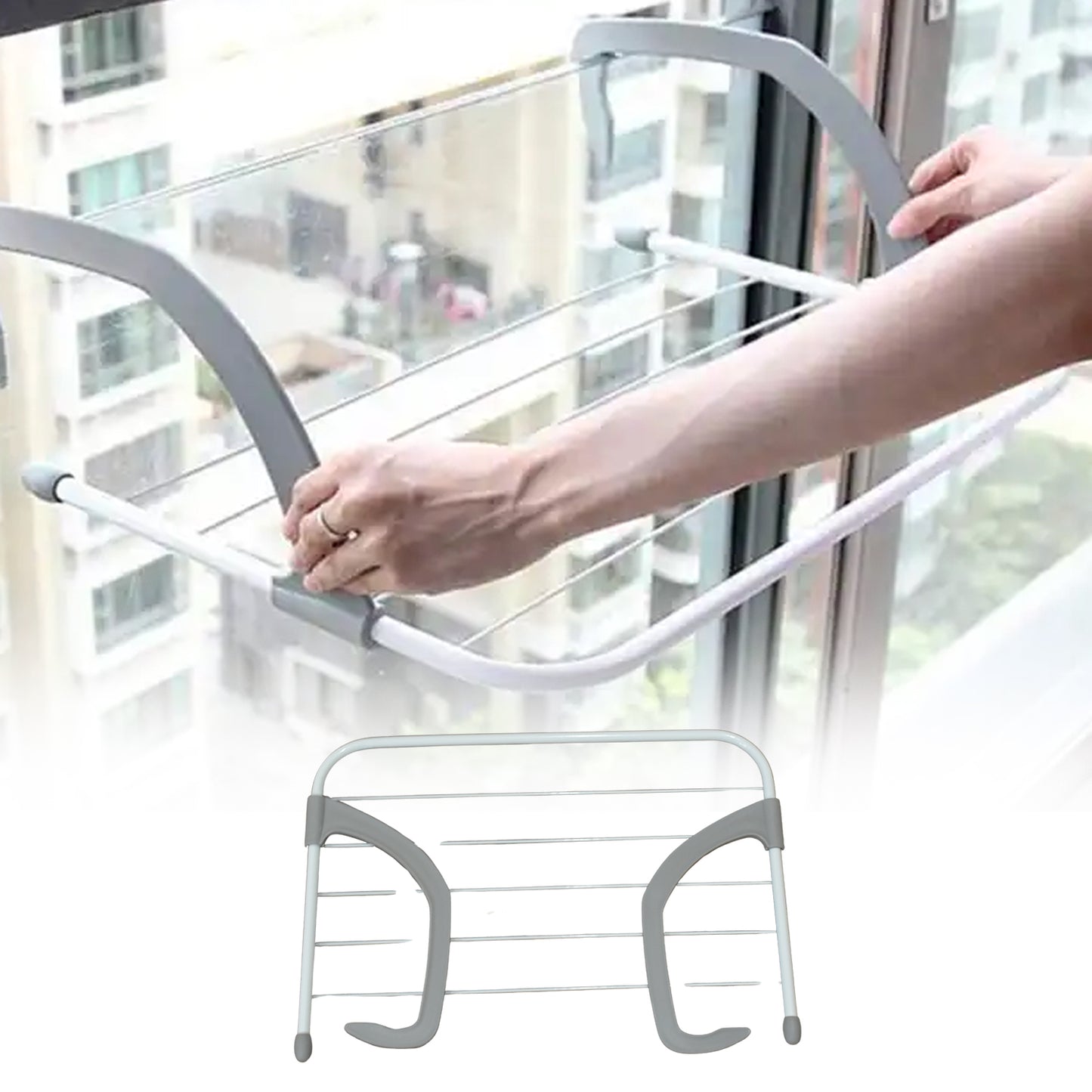 Metal Steel Folding Drying Rack For Clothes Balcony Laundry Hanger For Small Clothes Drying Hanger Metal Clothes Drying Stand Socks And Plant Storage Holder Outdoor  Indoor Clothes-Towel Drying Rack Hanging On The Door Bathroom