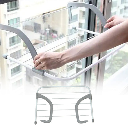 Metal Steel Folding Drying Rack For Clothes Balcony Laundry Hanger For Small Clothes Drying Hanger Metal Clothes Drying Stand Socks And Plant Storage Holder Outdoor  Indoor Clothes-Towel Drying Rack Hanging On The Door Bathroom
