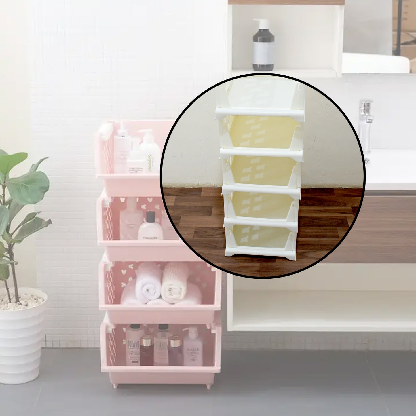 5 Layer Stackable Multifunctional Storagefor Clothes Foldable Drawer Shelf Basket Utility Cart Rack Storage Organizer Cart For Kitchen Pantry Closet Bedroom Bathroom Laundry (5 Layer 1 Pc)