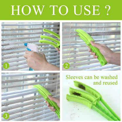 Window Blind Cleaner Duster Brush With Microfiber Sleeves - Blind Cleaner Tools For Window Shutters Blind Air Conditioner Jalousie Dust