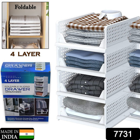 Clothes Organizer 4 Layer Drawer For Wardrobe Cupboard Organizer For Clothes Foldable And Stackable Closet Organizer Drawer Organizer For Clothes Multi Purpose Plastic Drawer