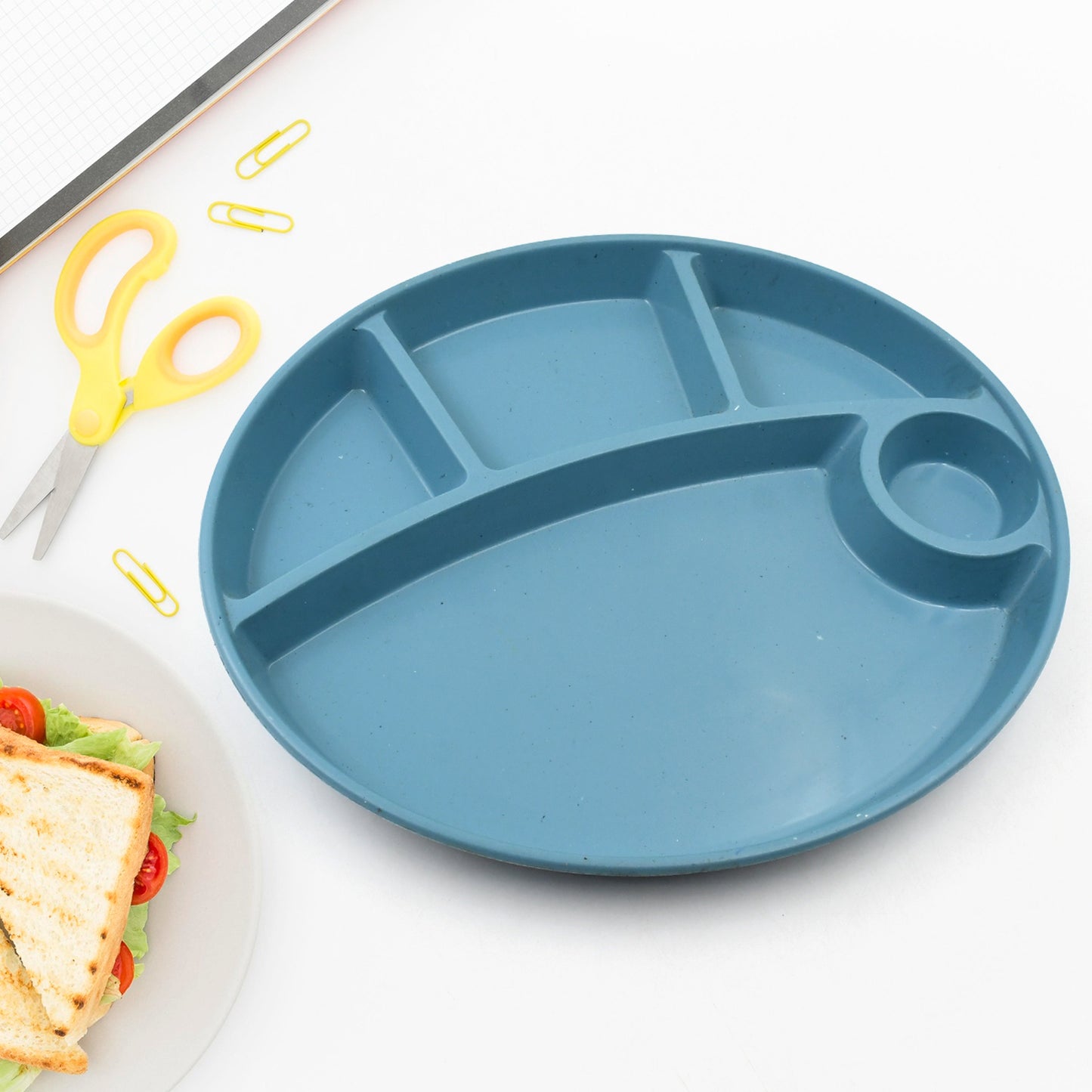 Plastic Food Plates  Biodegradable 5 Compartment Plate With Spoon For Food Snacks  Nuts  Desserts Plates For Kidsreusable Plates For Outdoor Camping Bpa-Free(1 Pc)