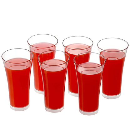 Stylish Look Plastic Juicy Glass Transparent Glasses Set 300Ml (6Pcs)
