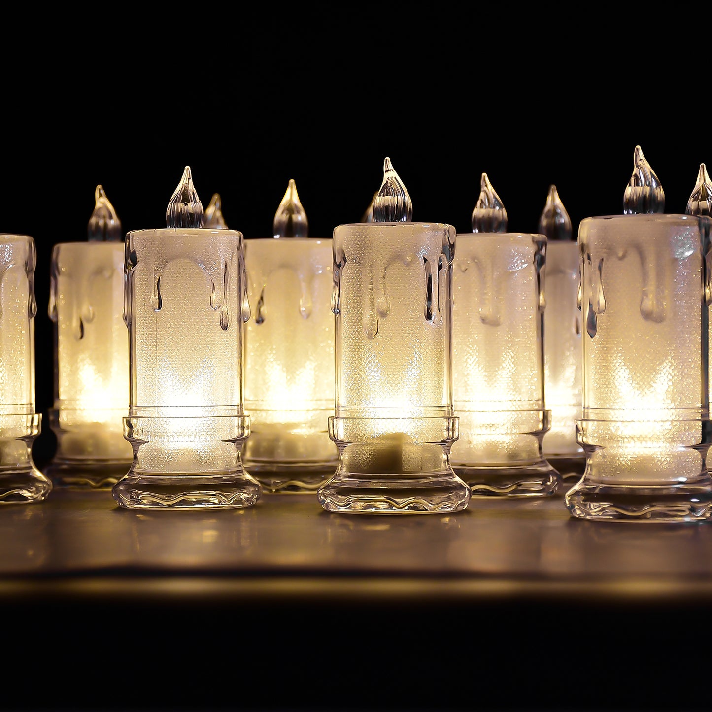 Big Size Flameless Melted Design Candles For Decoration (Set Of 12Pc)
