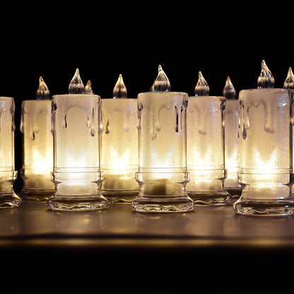 Big Size Flameless Melted Design Candles For Decoration (Set Of 12Pc)
