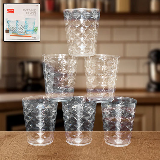 Apexpyramid Design Unbreakable Plastic Glass  300 Ml