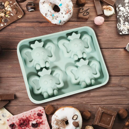 Silicone Cartoon Shape 4 Grid Ice Cube Tray Ice Cube Molds Trays Small Cubes Tray For Fridge Flexible Silicon Ice Tray (1 Pc)