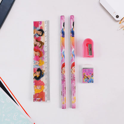 Mix Design Cartoon Wooden Pencil Set Stationary Set 5 In 1 Items Educational Item For School Going Kids Stationary Set For Girls Boysstationary For Schoolgift Pack For Girls Kidsbirthday Gift Kids (5 Pc Set )