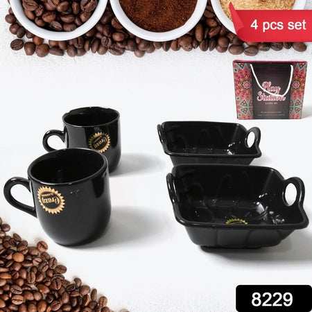 Play Station Ceramic Tea  Cups  Mug Set With Handle Serving Bowl Milk Cup Coffee Cup Tea Cup Breakfast Cup Drinking Mug Or Outdoor For Household Gift For Birthday Wedding Party (4 Pcs Set)