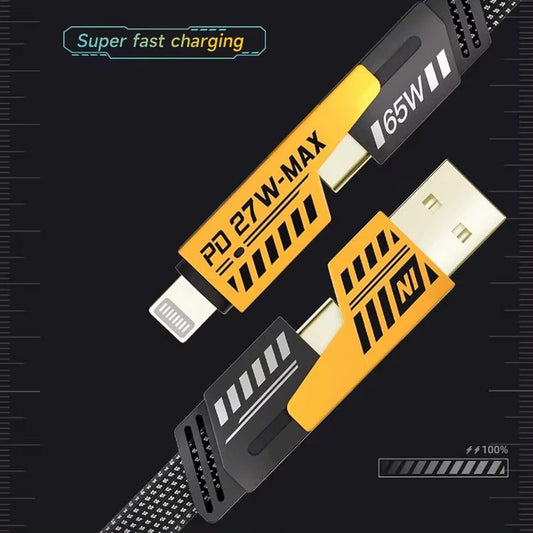 4 In 1 Fast Charging Cable With Multiport Usb-C To Type C Usb-C To Lightning (1 Pc)