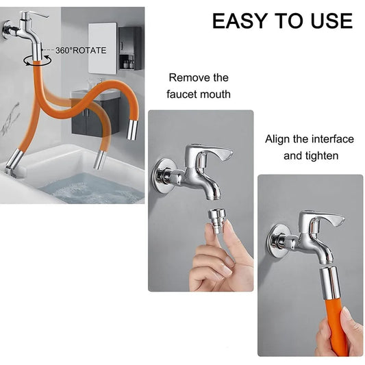 Flexible Water Tap Extender Universal Foaming Extension Tube With Connector 360 Free Bending Faucet Extender Adjustable Sink Drain Extension (46Cm)