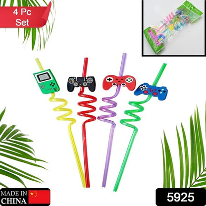 Reusable Straws Are Perfect For Kids Summer Parties. Plastic Straws Reusable Drinking Straws With Cartoon Decoration For Kids Birthday Party Favorsnbspor Other Summer Celebration (4 Pc Set)