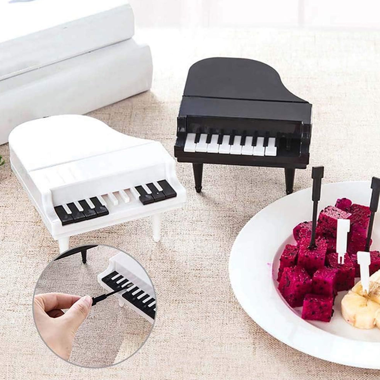 10Pcslot Creative Piano Fruit Forks Set Food Sticks For Dessert Fruit Snack Picking Kitchen Dining Tools (10 Pc Set)