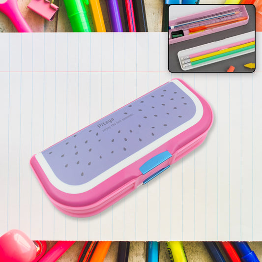 Multipurpose Compass Box Pencil Box With 2 Compartments For School Cartoon Printed Pencil Case For Kids Birthday Gift For Girls  Boys Cartoon Printed Pencil Case For Kids (Mix Color 1 Pc)