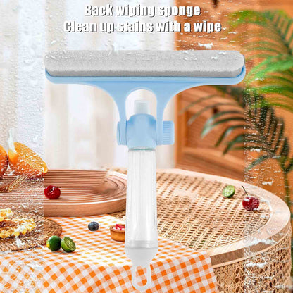 4 In 1 Multifunctional Glass Scraper Window Glass Wiper With Watering Can Silicon Cleaning Squeegee With Two Brush Heads Practical Squeegee For Shower Doors Windows Tiles And Car Glass